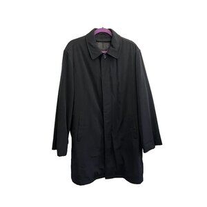 Express men medium double layer removable trench coat black button close pockets